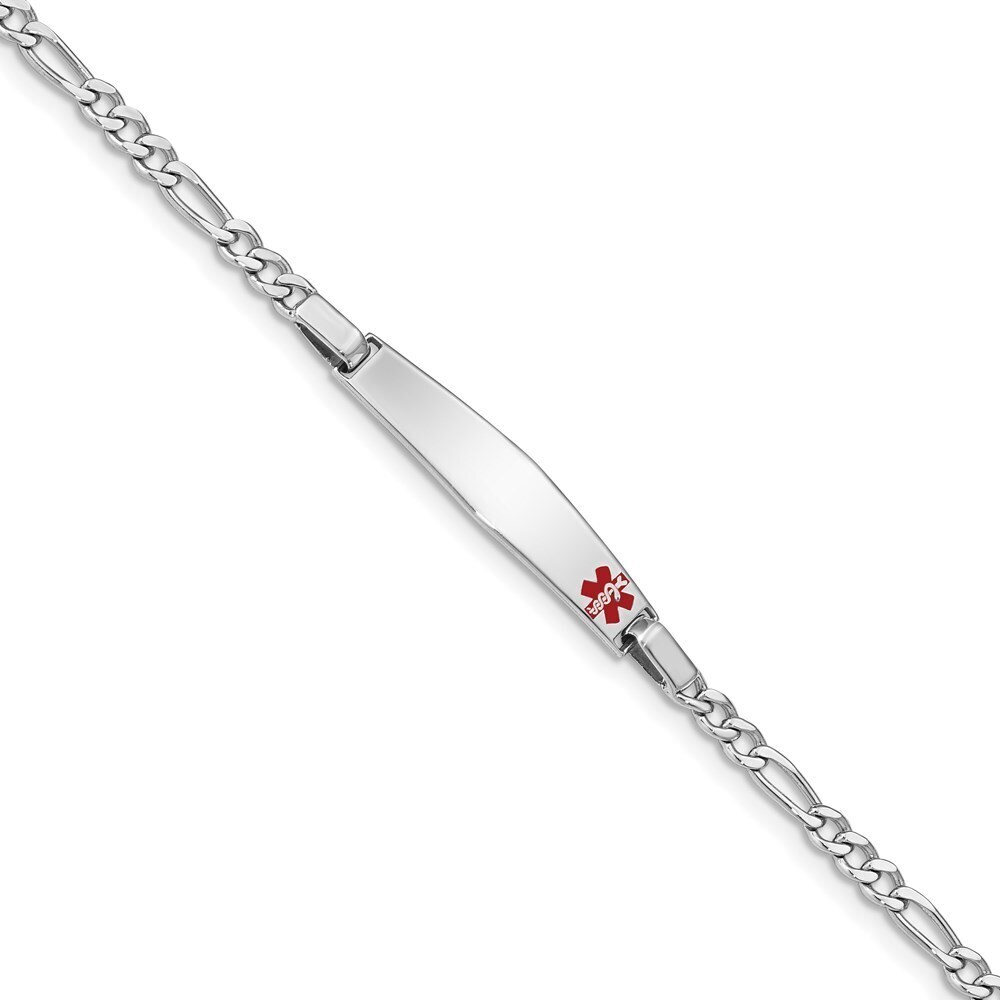 Kazi Luxury Sterling Silver Rhodium Medical ID Bracelet w/Figaro ID Bracelet